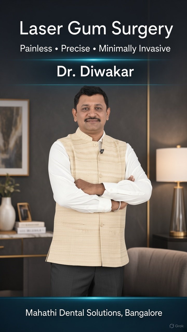 Dr. Diwakar presenting painless, precise and minimally invasive laser gum surgery at Mahathi Dental Solutions